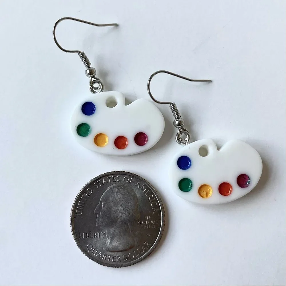 Art Paint Earrings / Gift Teacher Theme School Fun